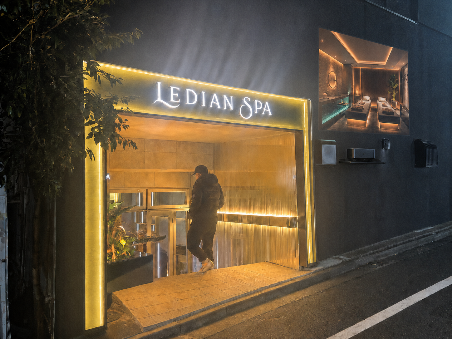 麻布十番店の壁面映像投影イメージ